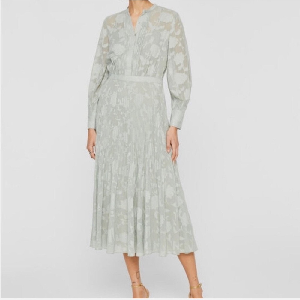 Club Monaco lite Green Floral Long Sleeve shirt Dress 12